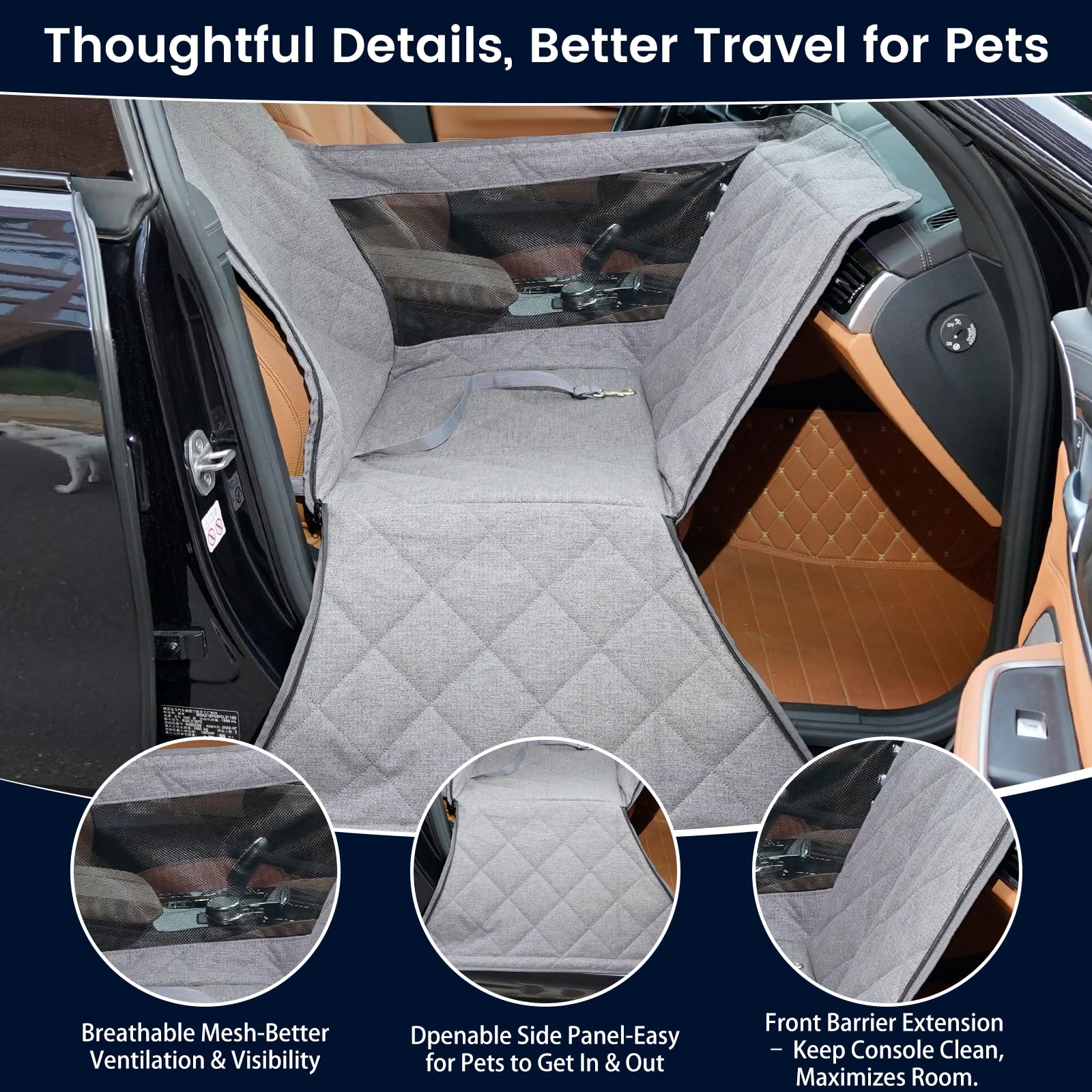 Dekeyoo front-seat dog car seat console protection guards center console area.