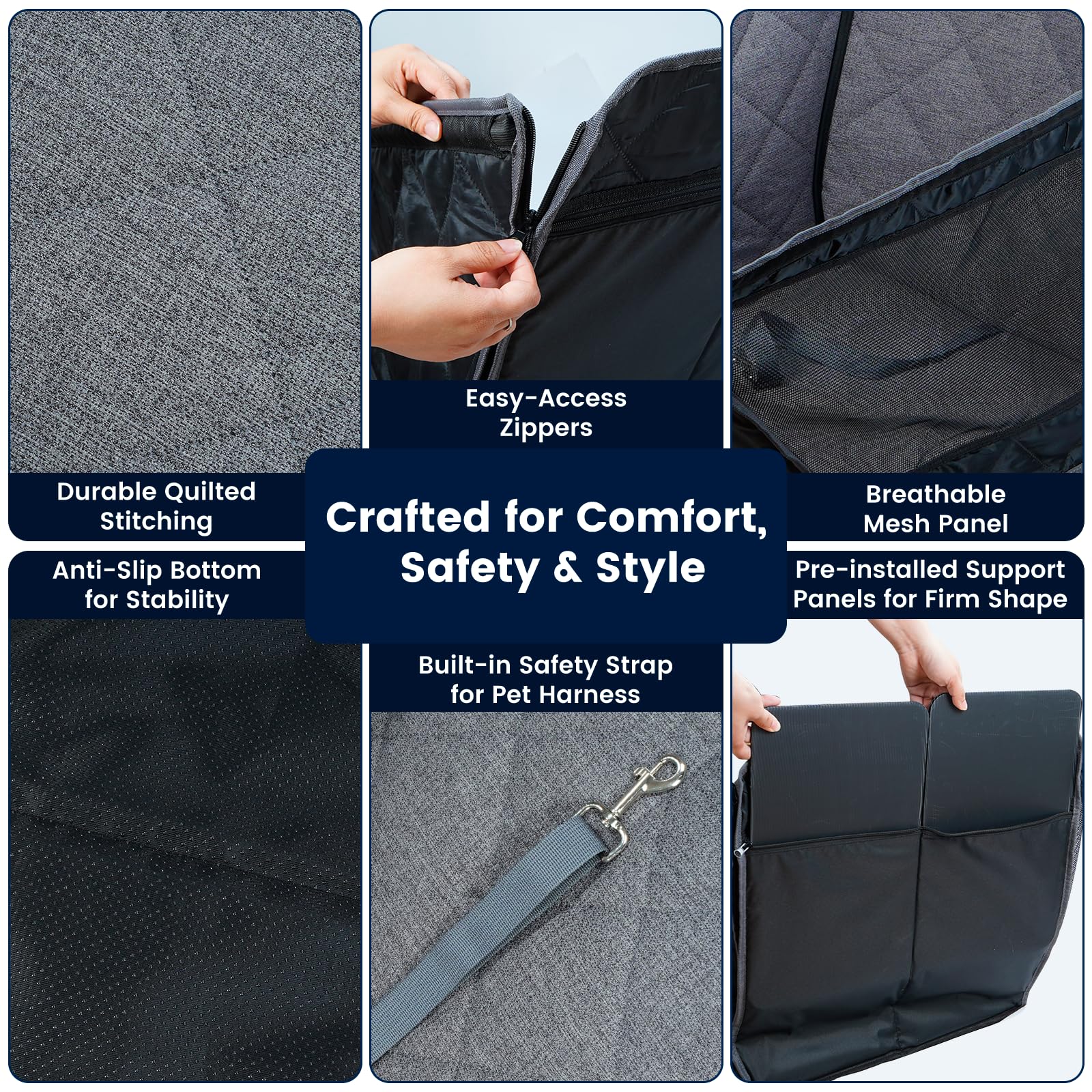 Dekeyoo front-seat dog car seat harness tether keeps dogs secure during travel.