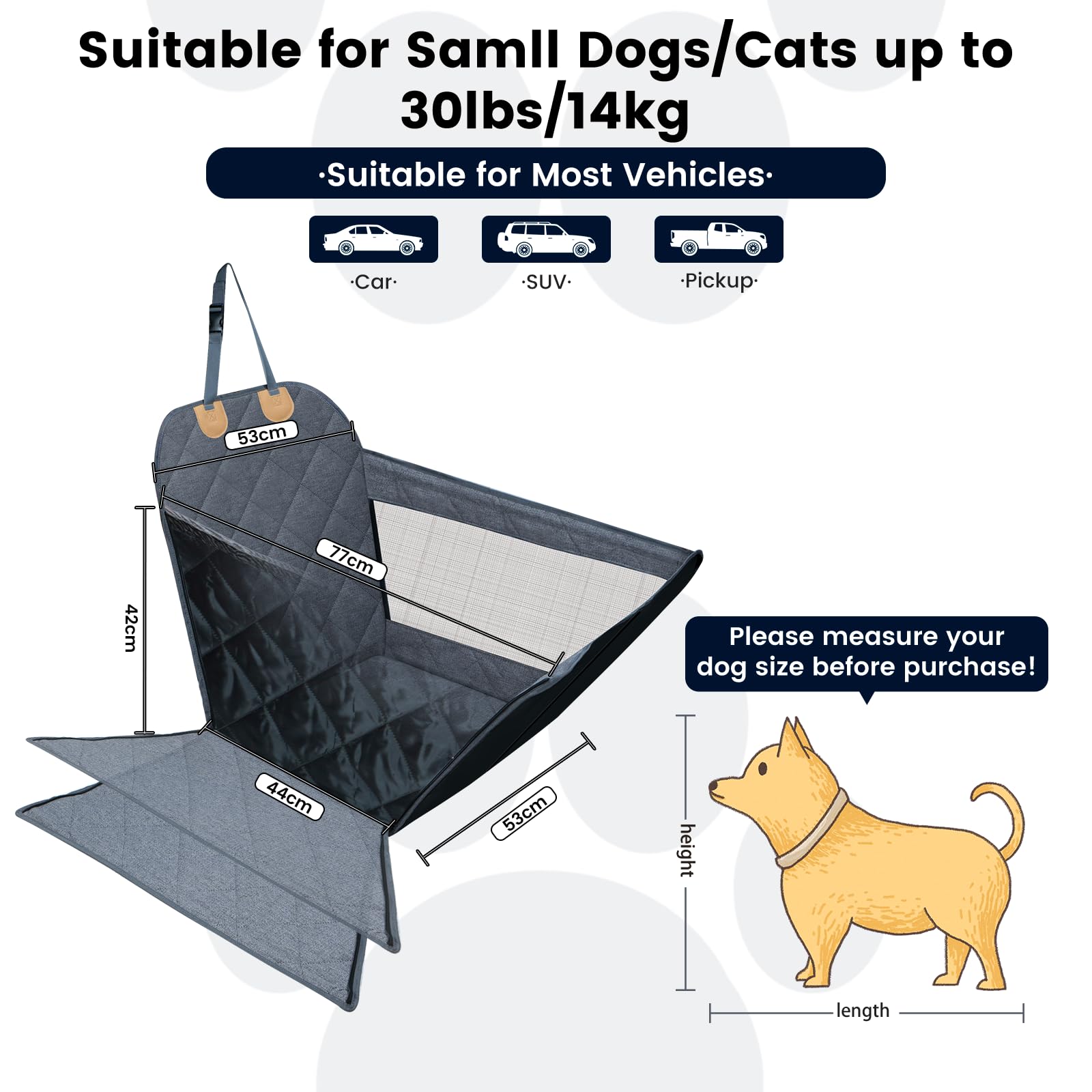 Dekeyoo front-seat dog car seat mesh window improves ventilation and pet visibility.