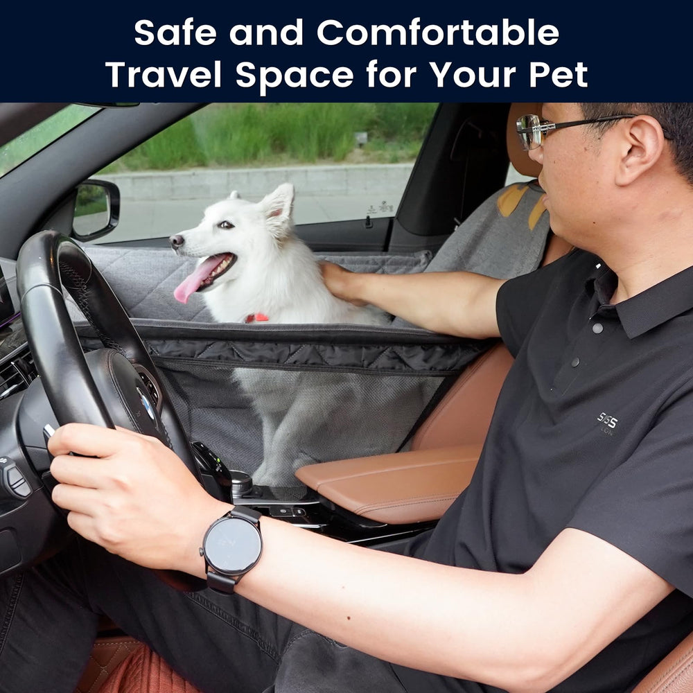 Dekeyoo front-seat dog car seat side flap open aids easy entry and door protection.