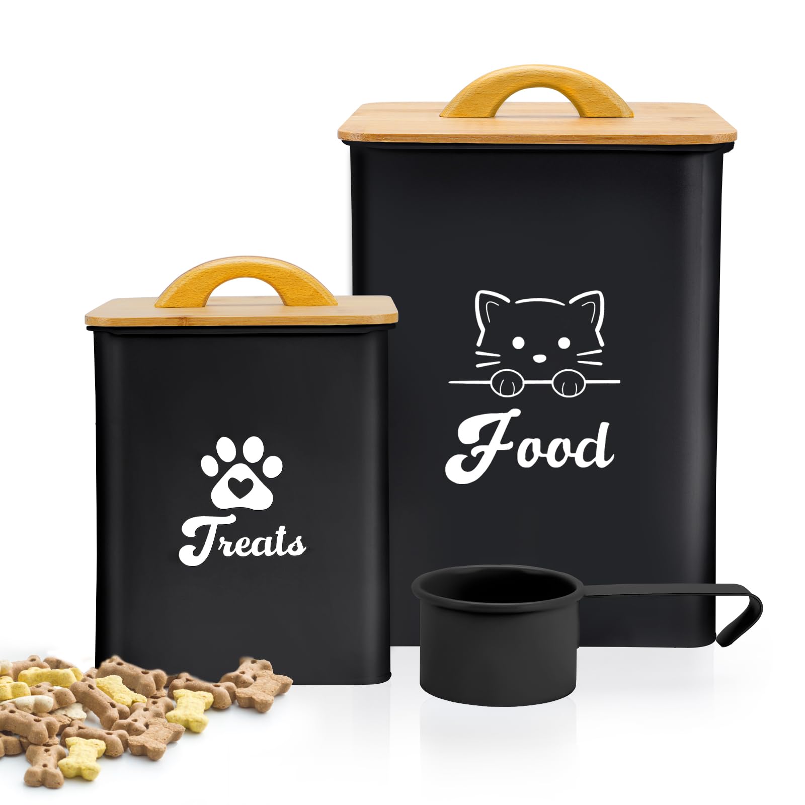 Dekosilave cat food storage duo top view scoop keeps kibble fresh on the counter.