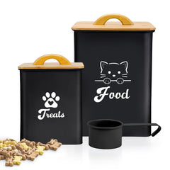 Dekosilave cat food storage duo top view scoop keeps kibble fresh on the counter.