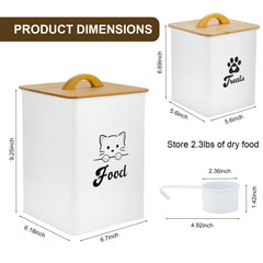 Dekosilave cat treat jar with scoop for easy portioning.