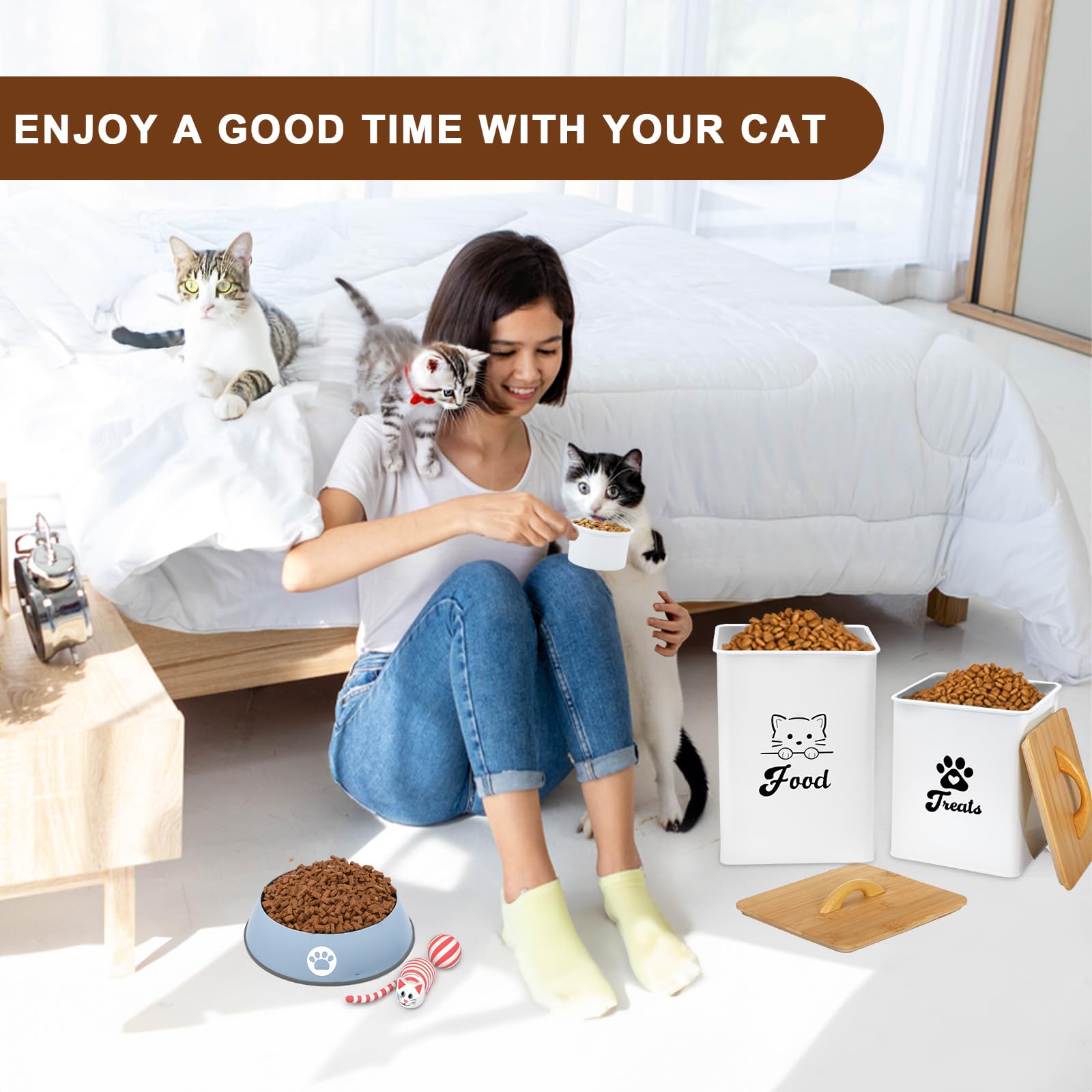 Dekosilave compact countertop storage for space-saving pet snack organization.