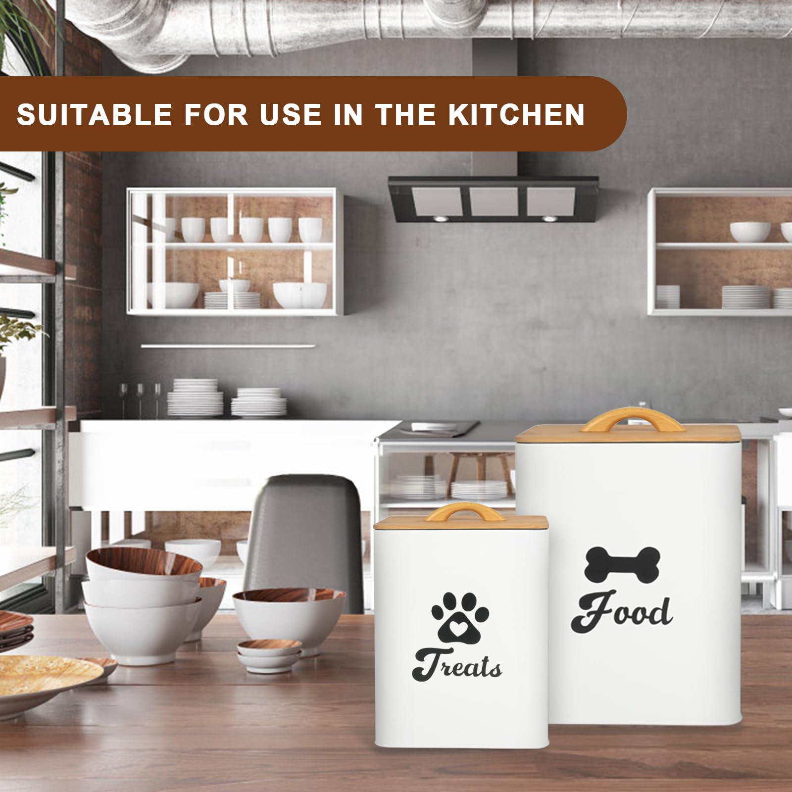 Dekosilave countertop storage of dog snacks, organized and accessible.