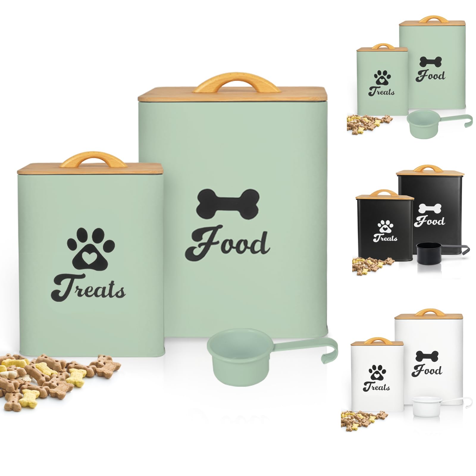 Dekosilave dog treat container set Saga Green on counter keeps snacks fresh and organized