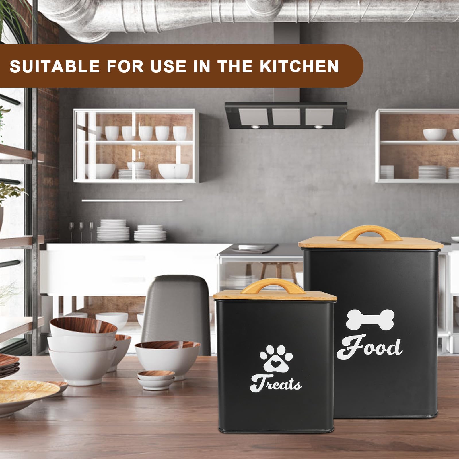 Dekosilave dog treat jar on counter adds tidy decor.