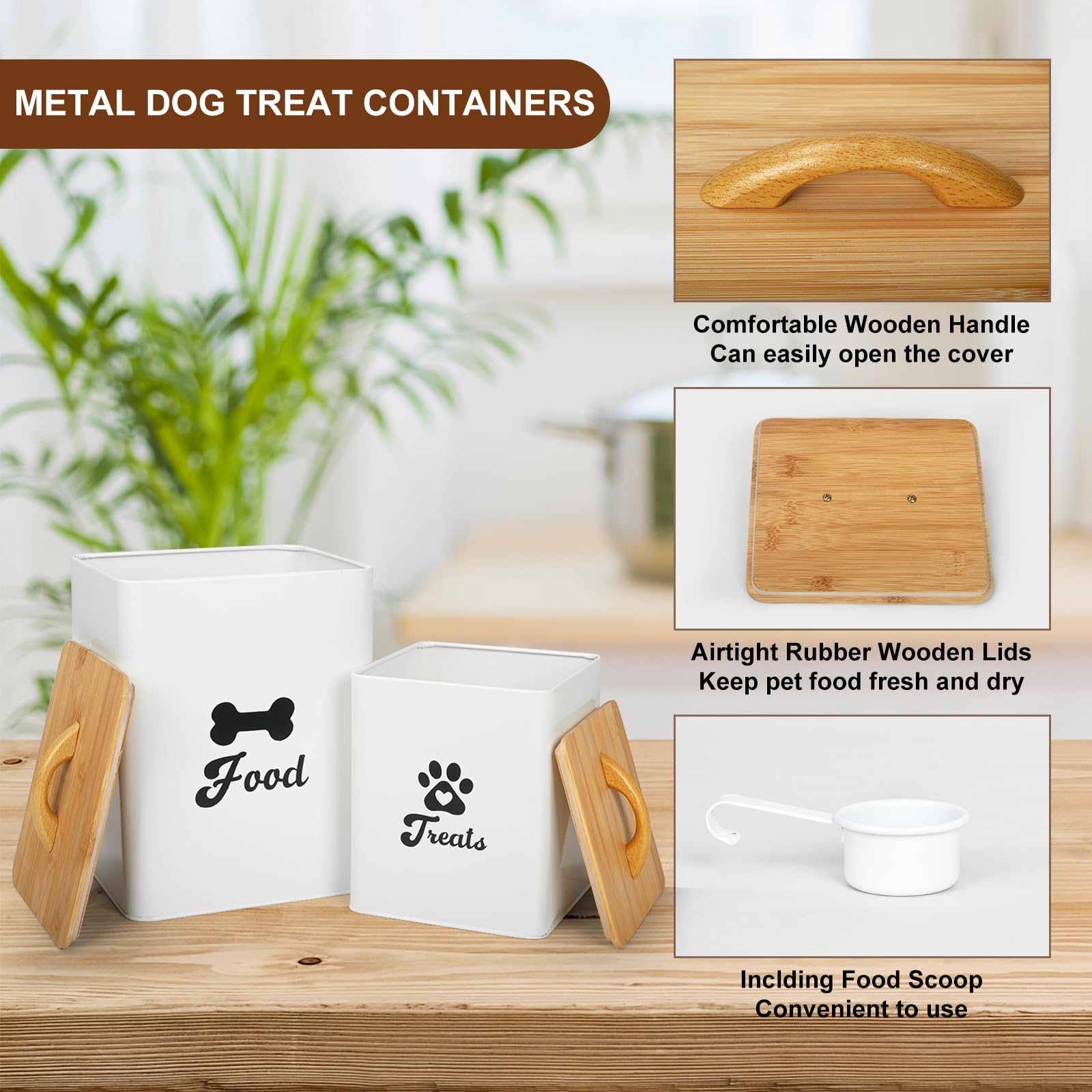 Dekosilave small dog treat container with lid, compact and space-saving.