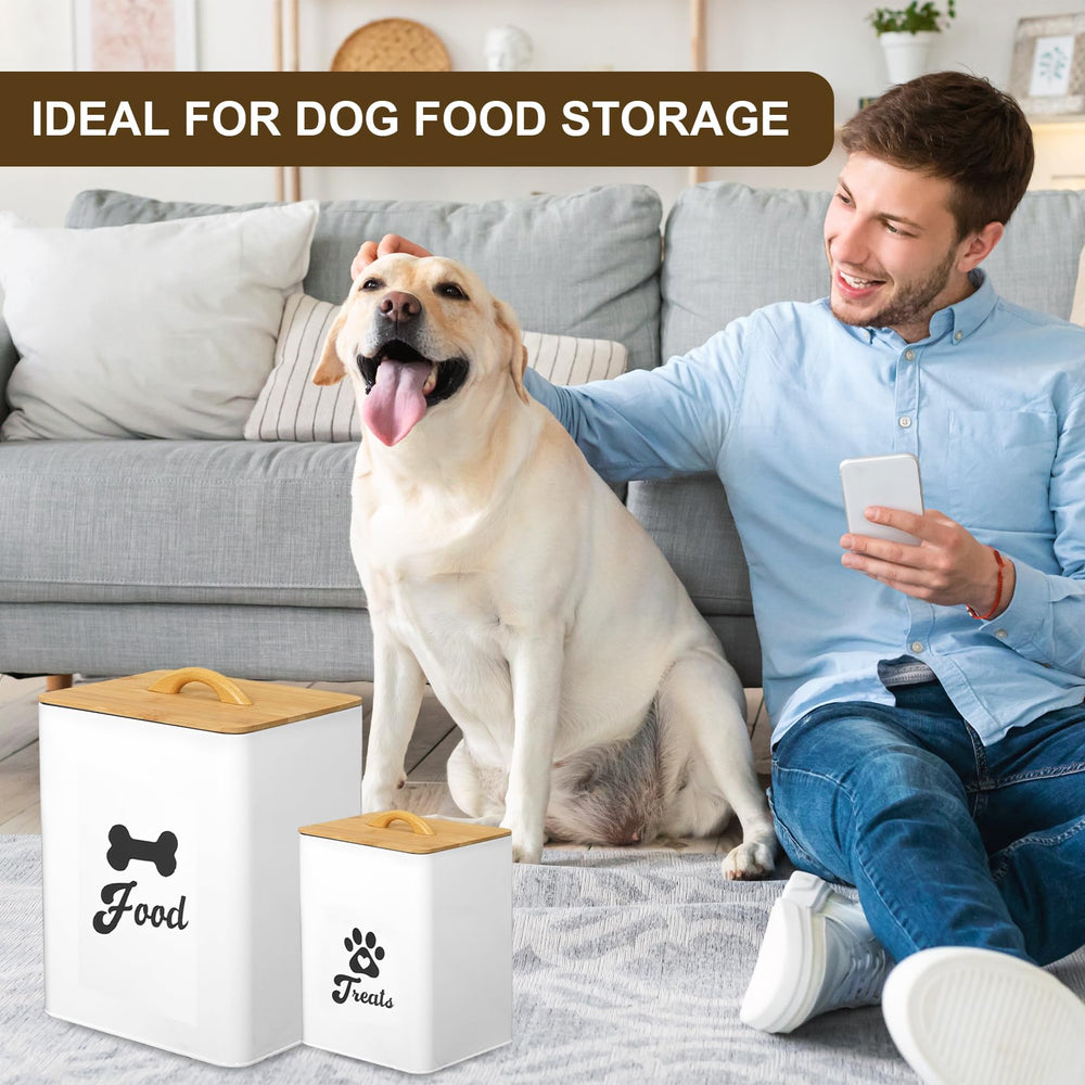Dekosilave white finish dog treat jar for a clean kitchen look.