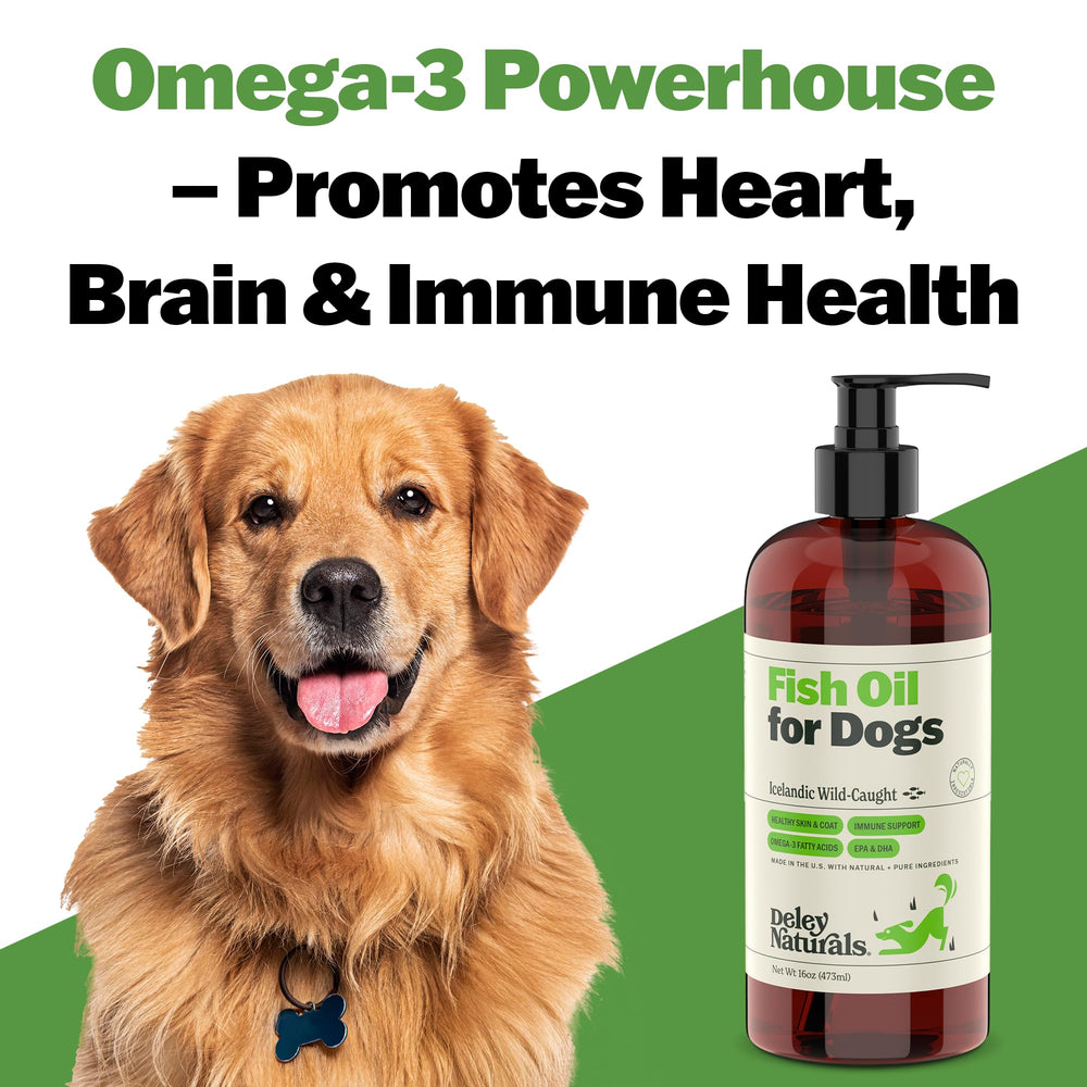 Deley Naturals bottle with measuring cap shows easy dosing for pets.