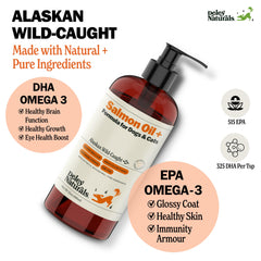 Deley Naturals salmon oil pump action at mealtime for nutrient boost