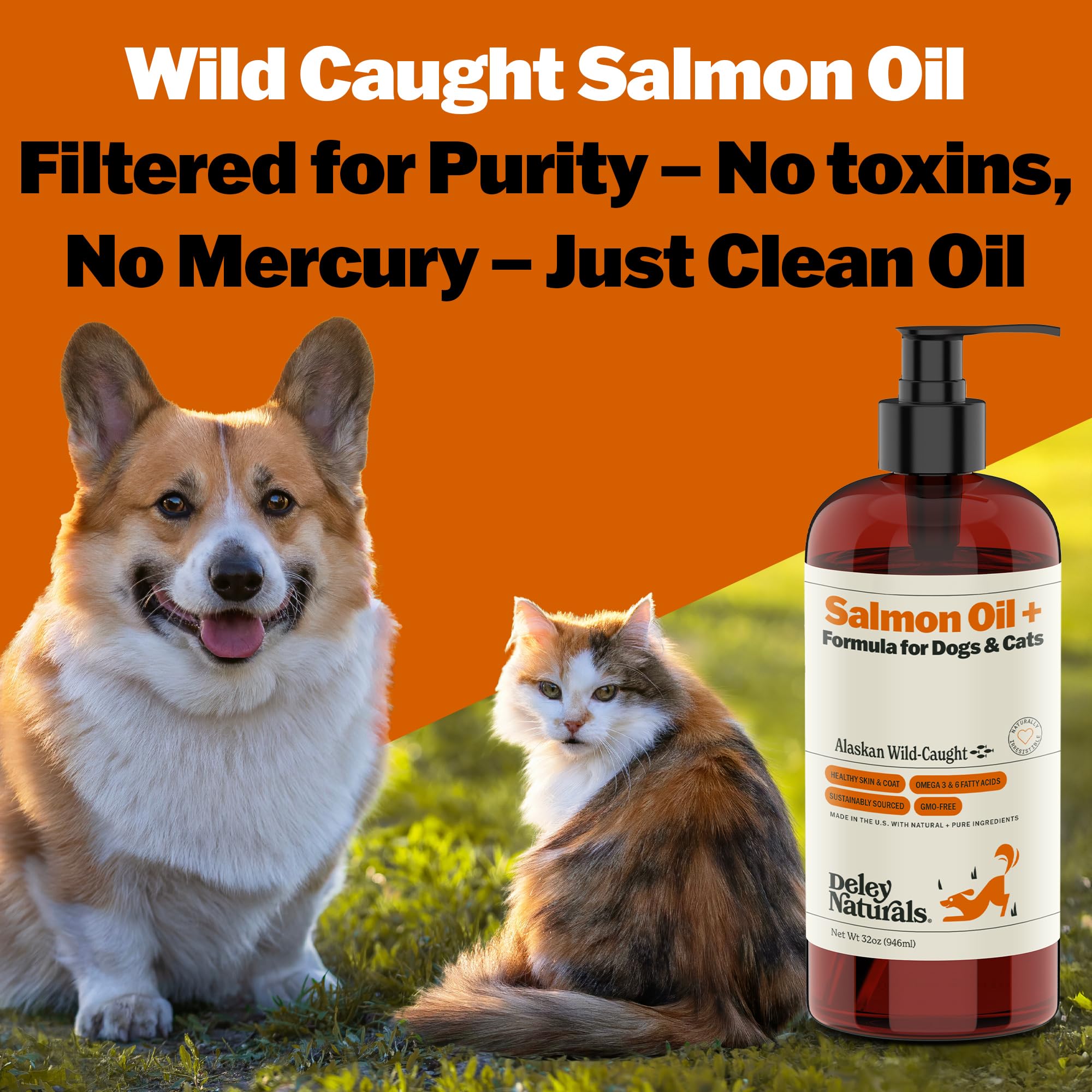 Deley Naturals salmon oil for dogs showcasing omega-3 DHA EPA benefits