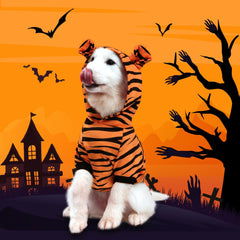 DELIFUR tiger costume hoodie yellow side view highlights adorable outfit for dogs