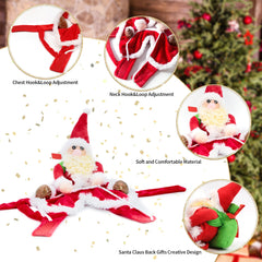 Delifur Santa dog costume uses adjustable hook-and-loop for secure fit.