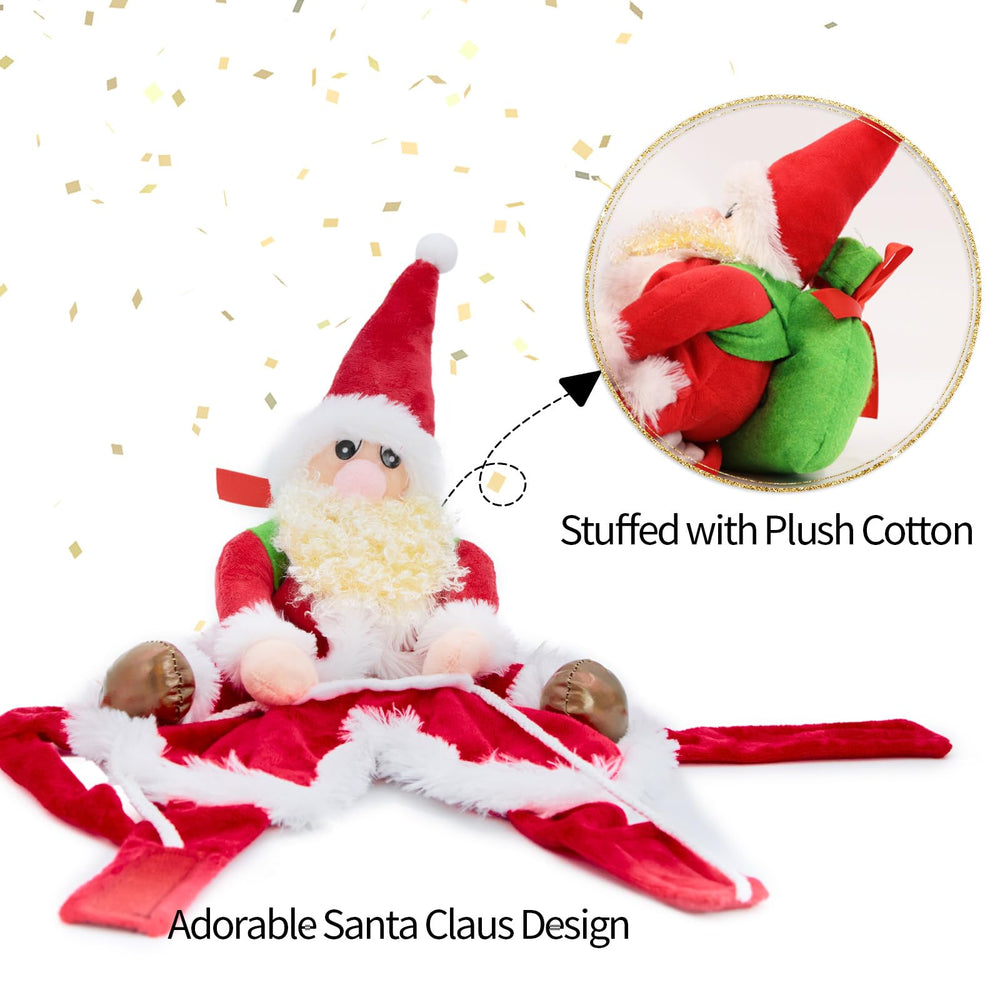 Delifur Santa dog costume saddle-style design provides snug coverage during play.