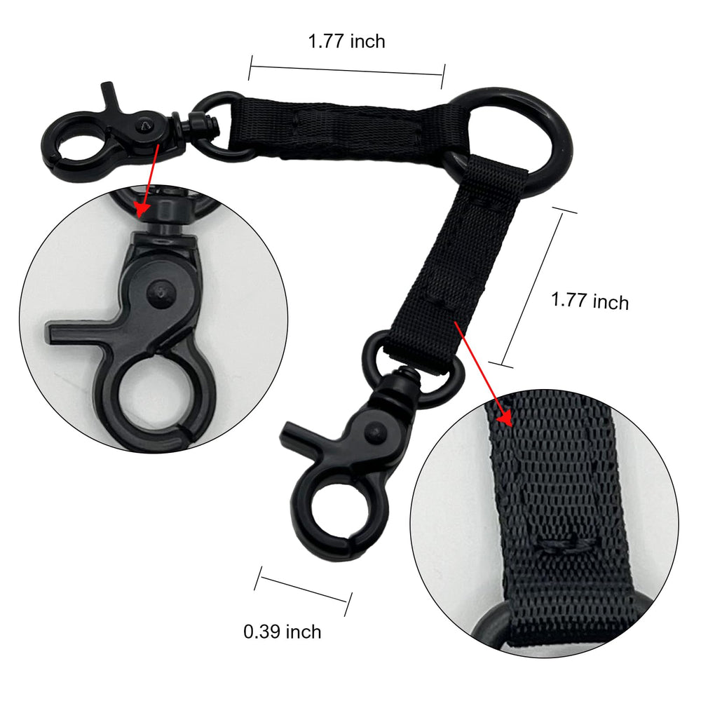 Della Stella nickel-plated swivel clip prevents tangling during lively outdoor adventures.