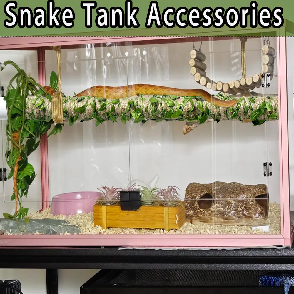Delllala ball python tank decor enhances enclosure realism and climbing opportunities.