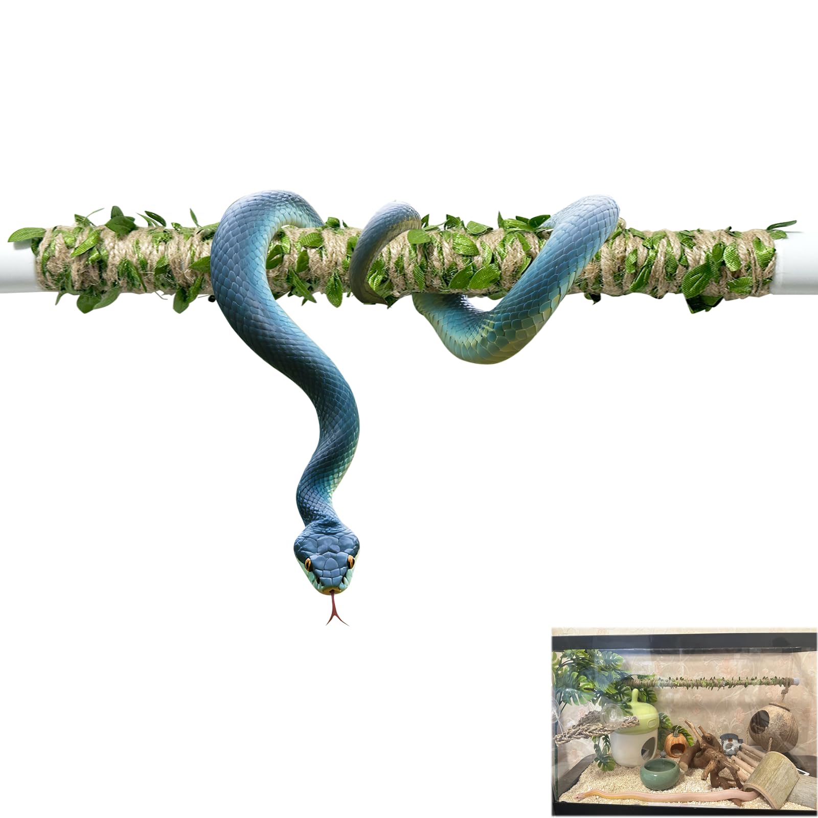 Delllala snake climbing stick extended length demonstrates adjustable reach for tall terrariums.