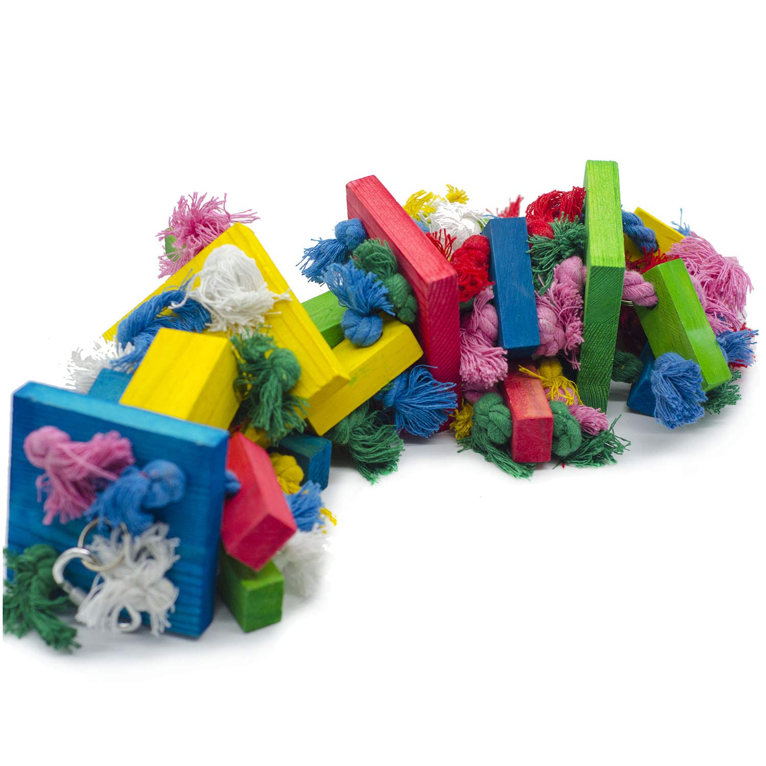 Deloky Bird Block Knots Toy made from natural wood dyed with edible pigments for safe chewing.