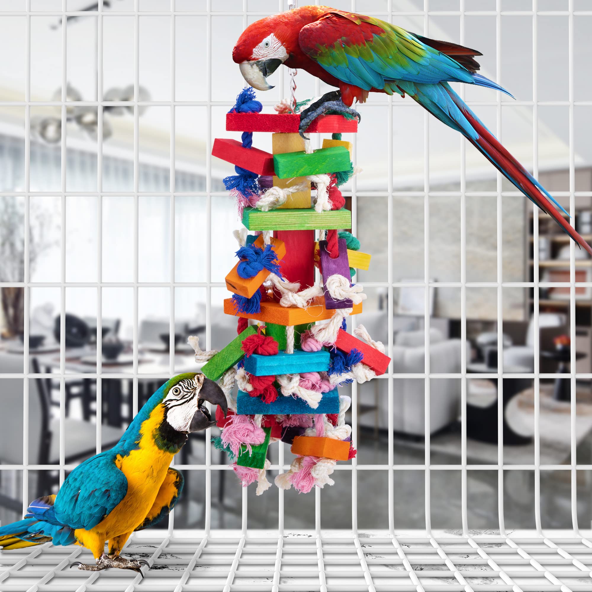 Deloky Bird Block Knots Toy provides interactive play to reduce boredom and destructiveness.