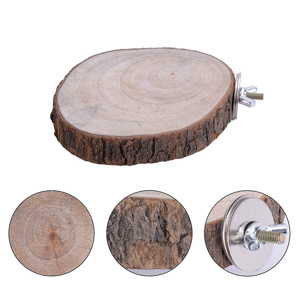 Deloky bird perch round platform natural—soft touch for comfortable roosts.