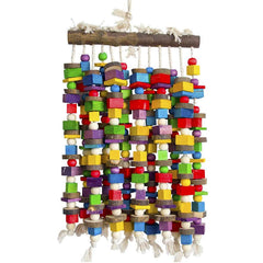 Deloky extra-large bird toy with wooden blocks assembly promotes chew and exploration.