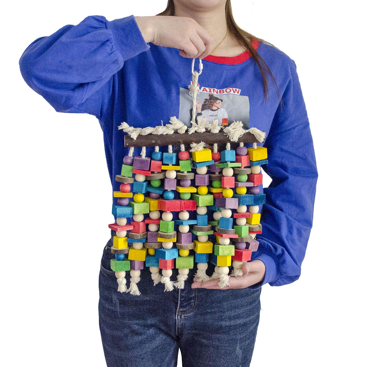 Deloky large bird toy assembled view shows size and enrichment potential