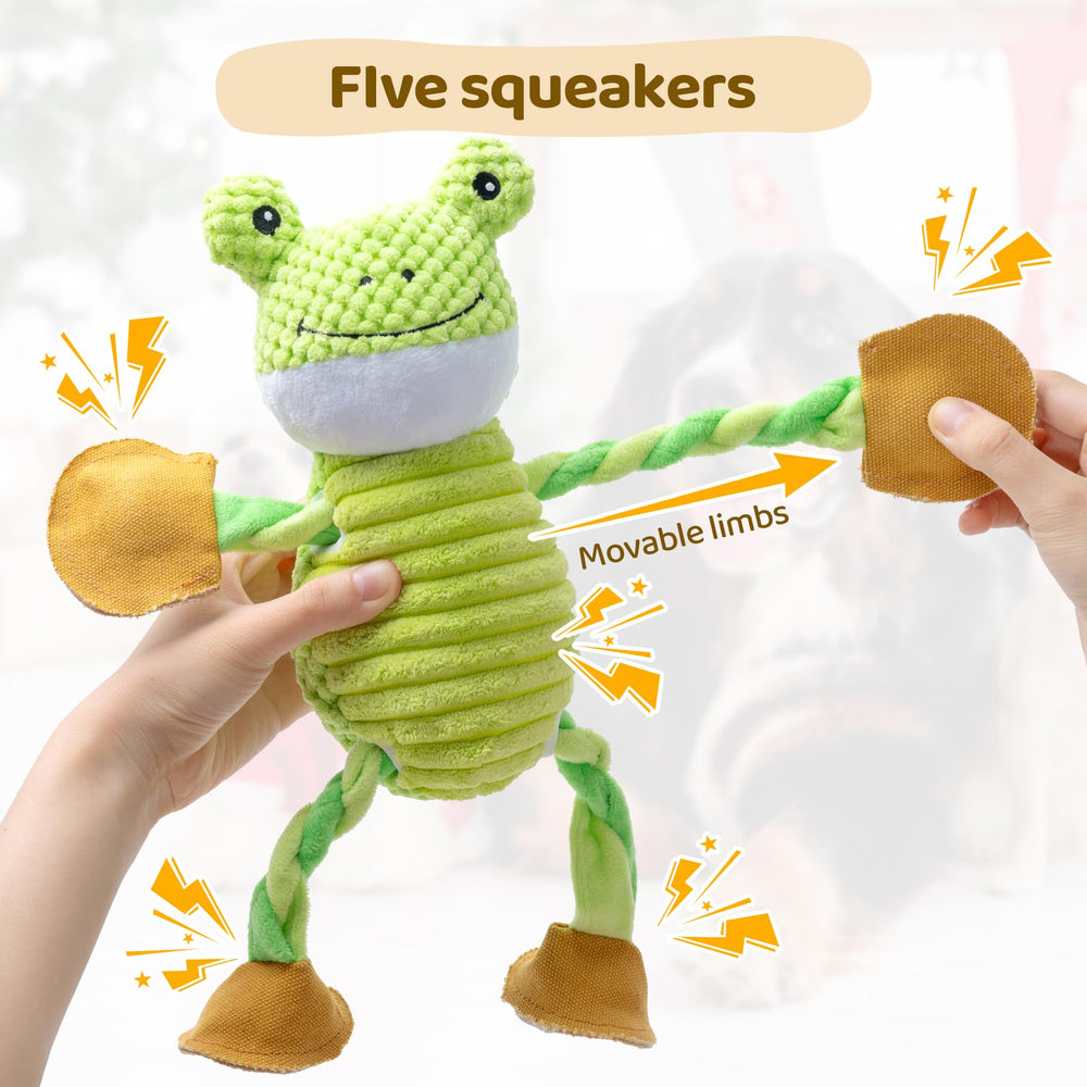 DELOMO dog toy stretchable limbs showcases flexible design for tug and fetch.