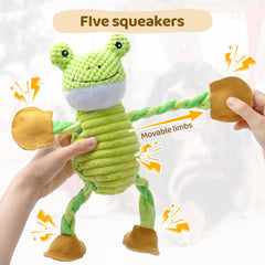 DELOMO dog toy stretchable limbs showcases flexible design for tug and fetch.