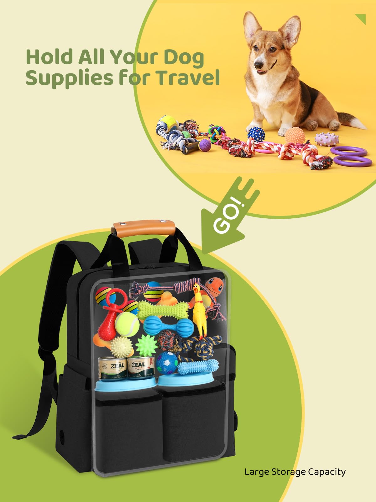 DELOMO Dog Travel Bag foldable-bowls highlights mess-free feeding with collapsible bowls.