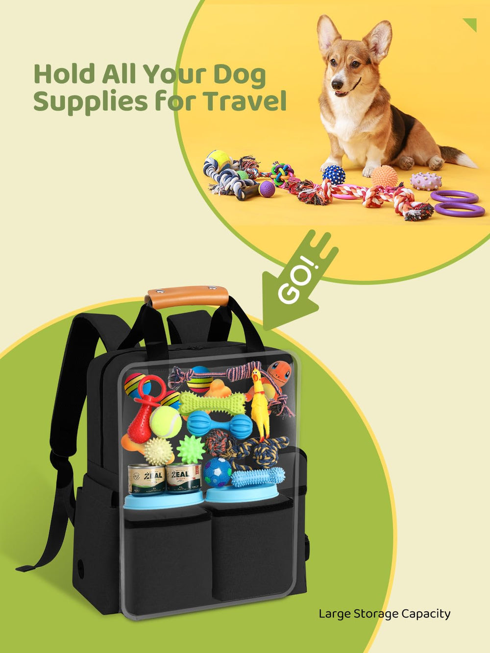 DELOMO Dog Travel Bag foldable-bowls highlights mess-free feeding with collapsible bowls.