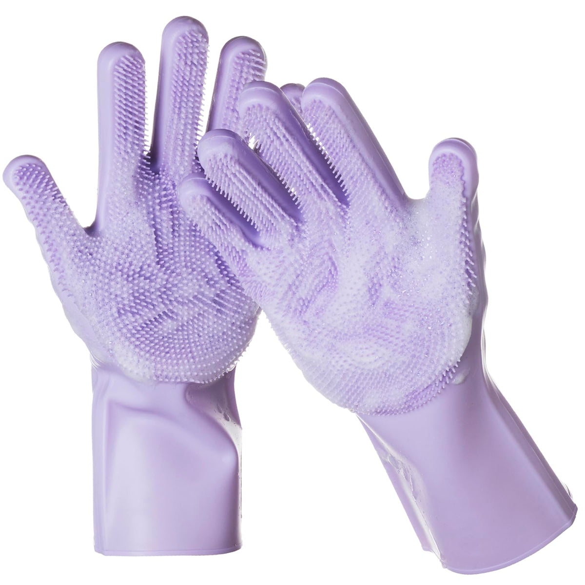 DELOMO dog washing gloves close-up reveals 3,000+ soft silicone bristles for deep cleansing.