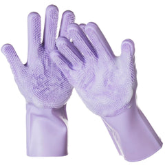 DELOMO dog washing gloves close-up reveals 3,000+ soft silicone bristles for deep cleansing.