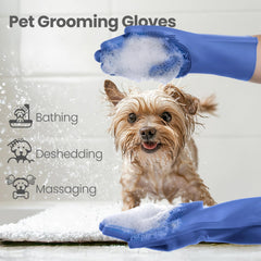 DELOMO dog washing gloves soft silicone bristles gently groom and lather