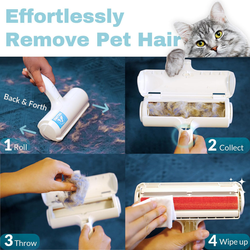 Easy maintenance tip for DELOMO Pet Hair Removal Tool with damp cloth