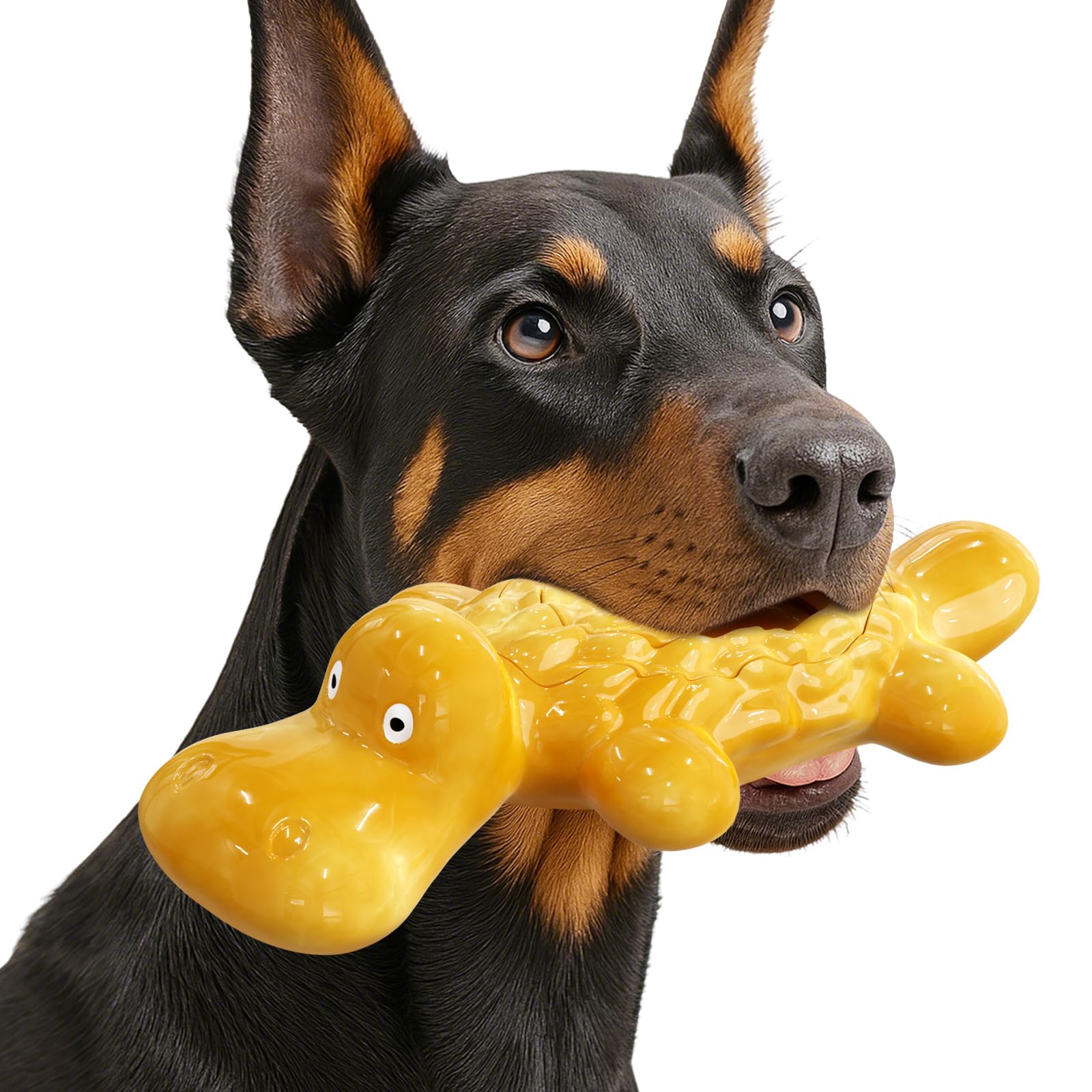 DELOMO indestructible dog toy for aggressive chewers, built for long chew sessions.