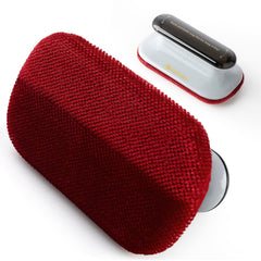 DELOMO Mini Pet Hair Removal Tool on car seat showing fast fur pickup for a cleaner ride.