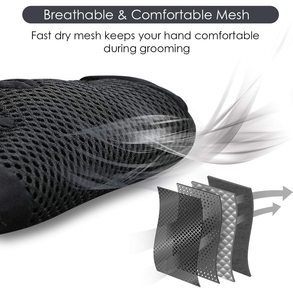 DELOMO glove during cat grooming session highlights calm, efficient fur removal.