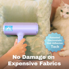 DELOMO Pet Hair Roller bin closeup showing built in fur collection