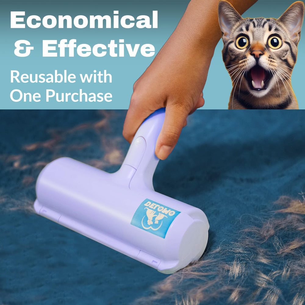 DELOMO Pet Hair Roller on car seat removing pet hair during rides