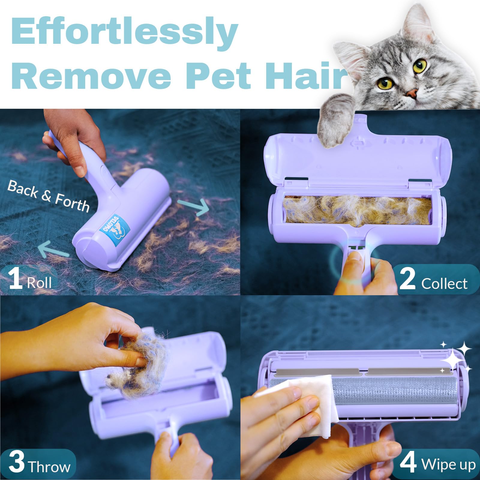 DELOMO Pet Hair Roller durable nylon and ABS for daily use