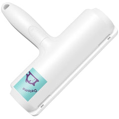 DELOMO Pet Hair Removal Tool with built-in fur bin ready for disposal