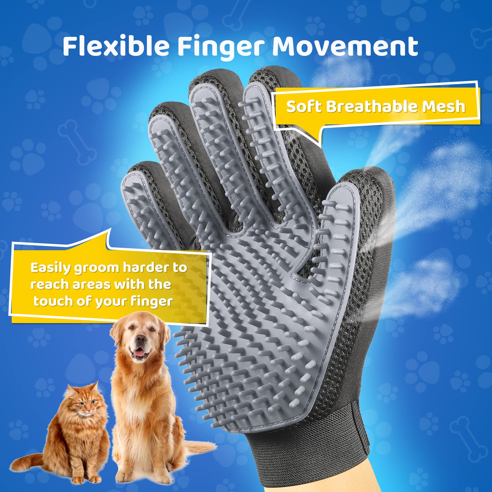 DELOMO right-hand glove for balanced grooming experience and full coverage