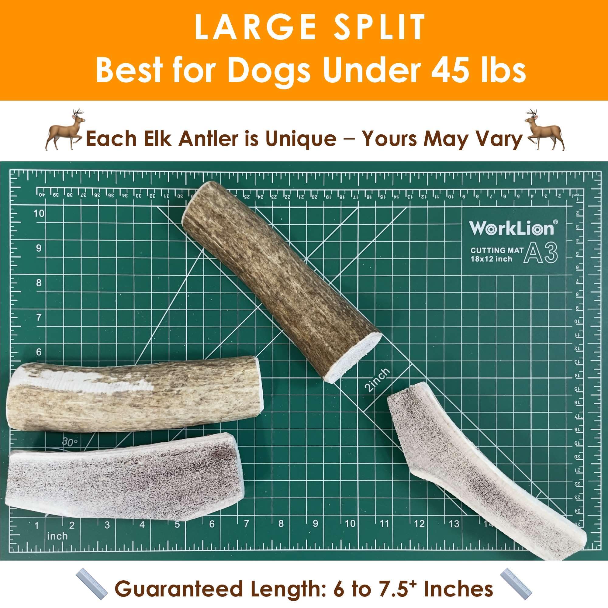Deluxe Naturals dental health support elk antler chew showing minerals
