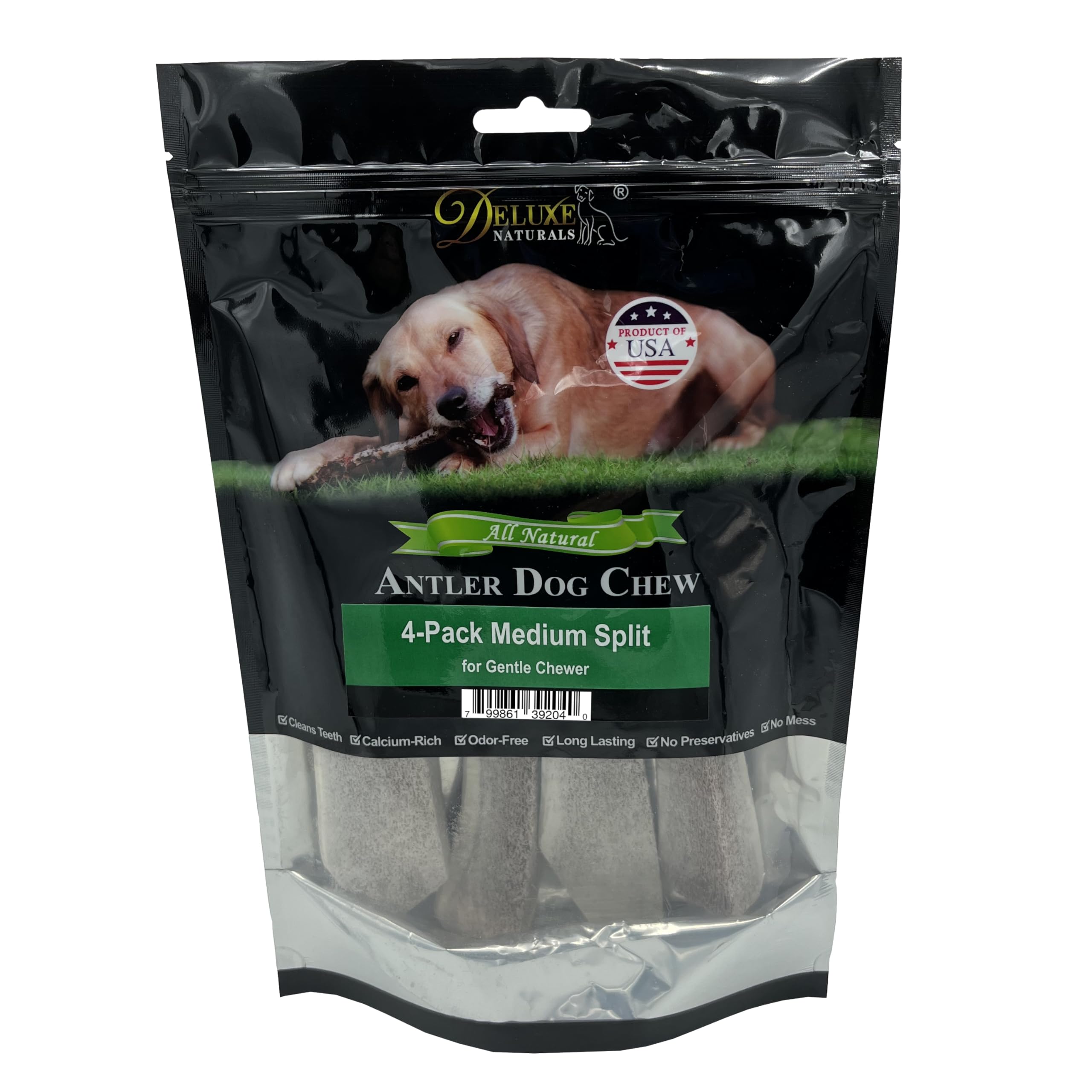 Deluxe Naturals elk antler chews North American elk sourced in the USA.