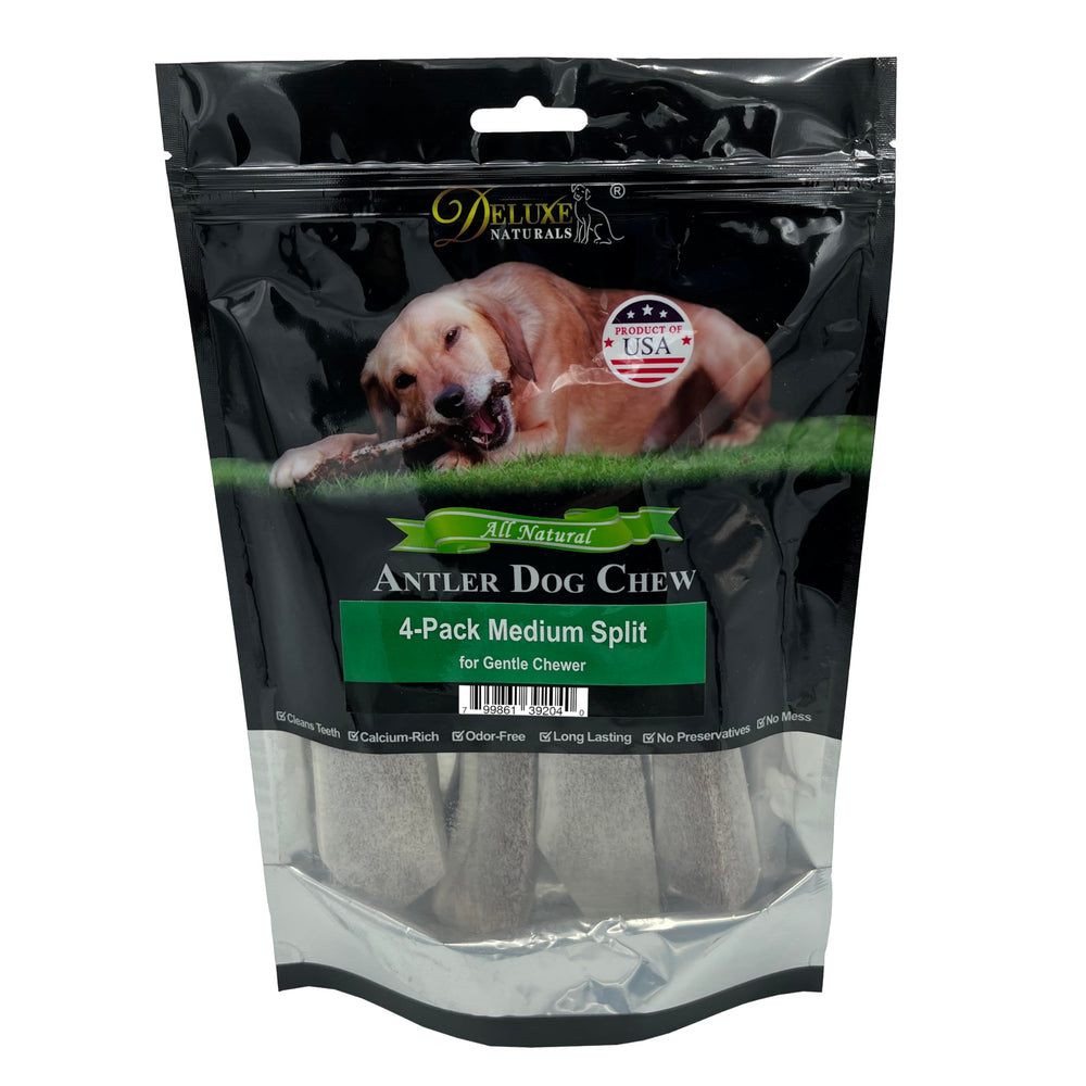 Deluxe Naturals elk antler chews North American elk sourced in the USA.