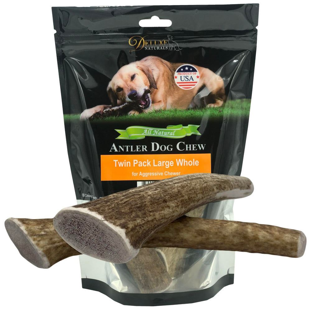 Deluxe Naturals elk antler chew 6-9 inch pack for long-lasting chewing sessions