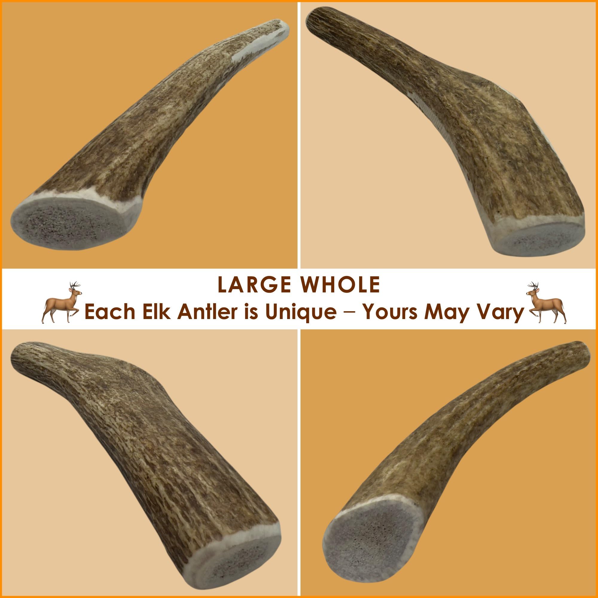Deluxe Naturals elk antler chew pictured as odor-free with clean storage.