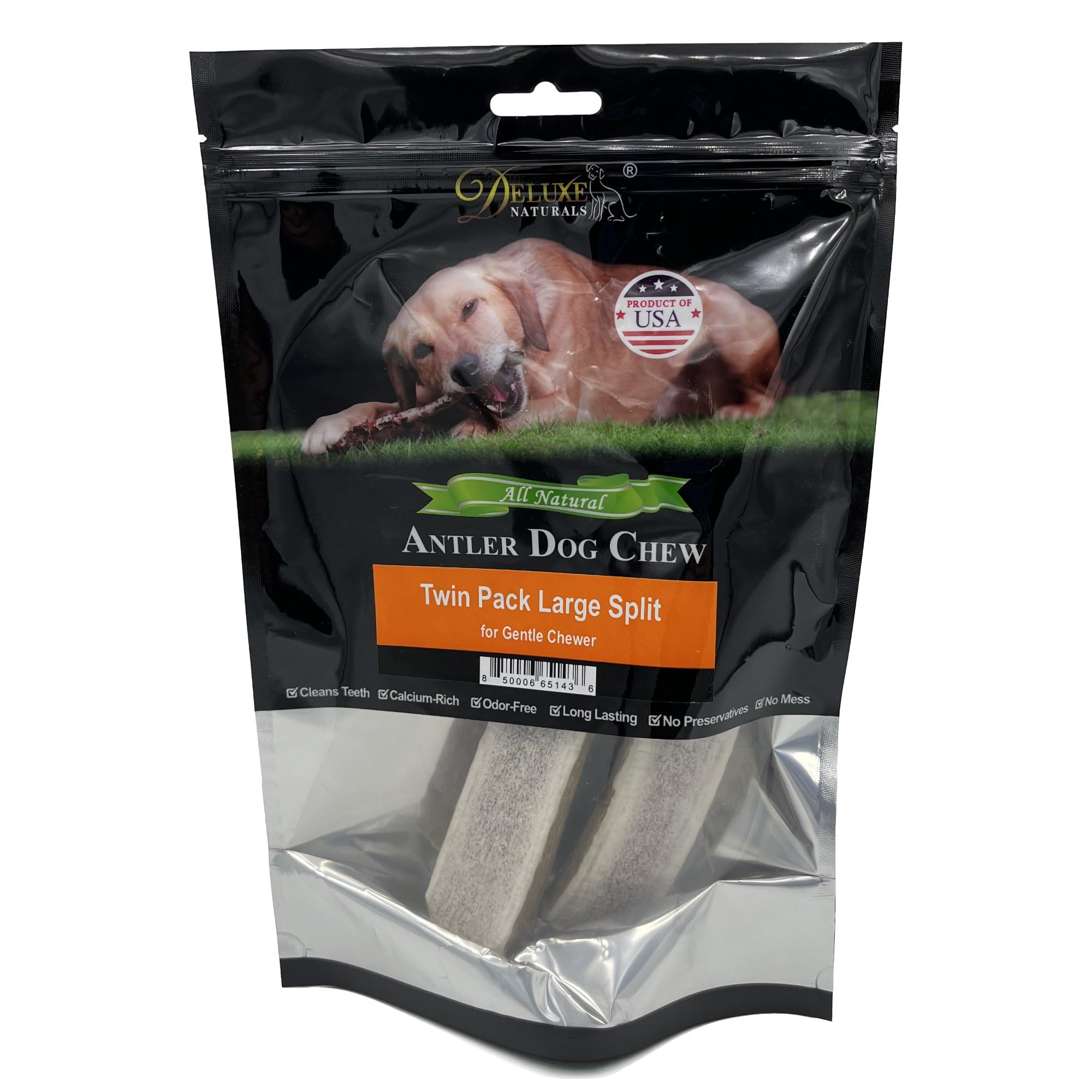 Deluxe Naturals two chews per pack with USA sourcing emphasis