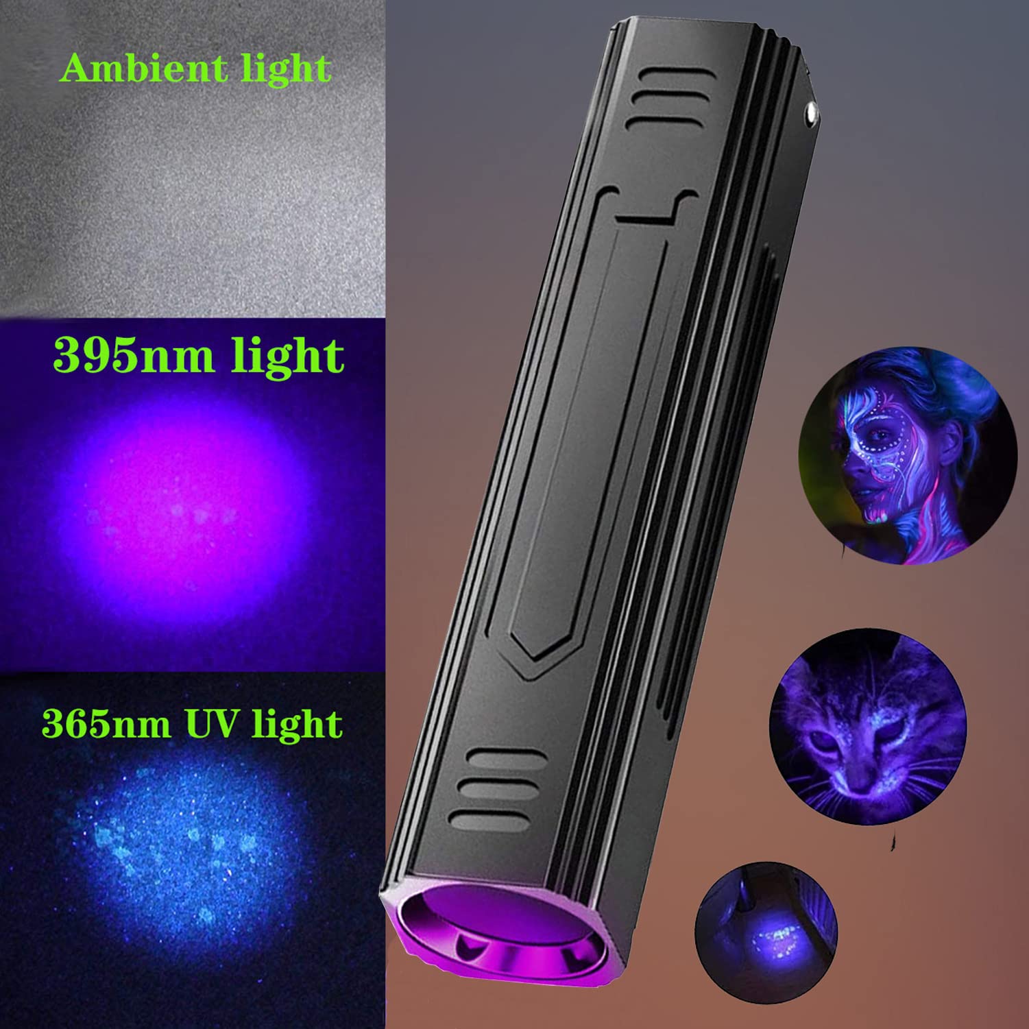 Denlydom cat ringworm detector highlights fluorescing skin under UV.